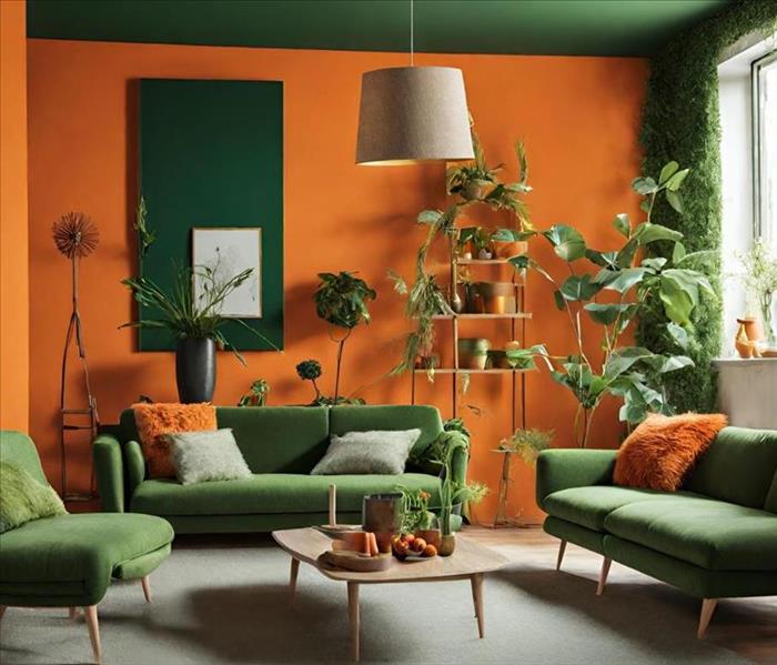 Green and orange home interior